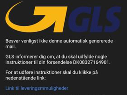 Example of phishing mail GLS