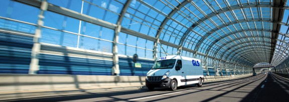 GLS France truck that runs under glass tunnel