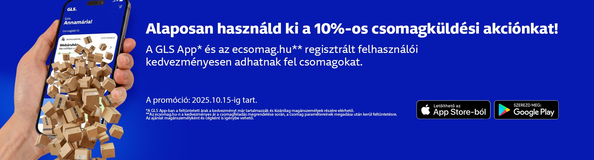 -10% az app-ban és az ecsomag.hu-n