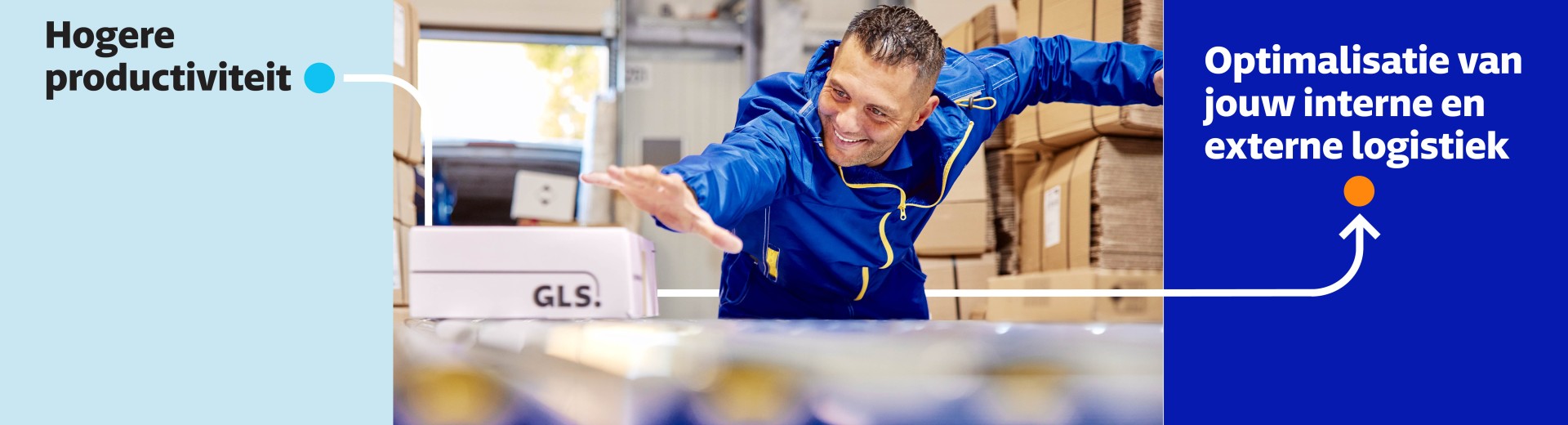 Happy man grabs a package