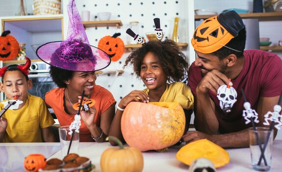 The family is preparing for Halloween