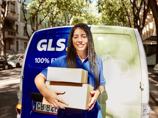 Long distance GLs truck drives between field and forest