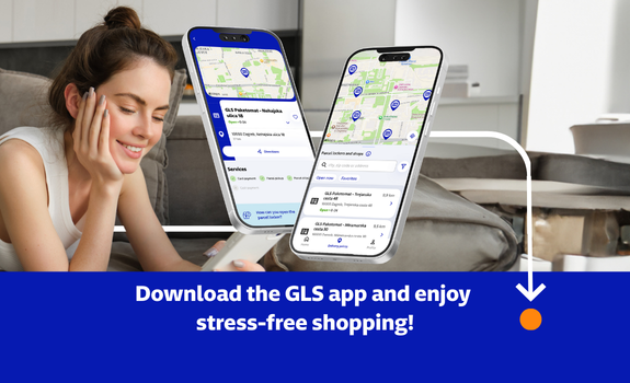 Woman looking to GLS App enjoying stress free shopping