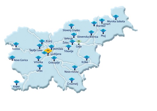 Map of network GLS Slovenia